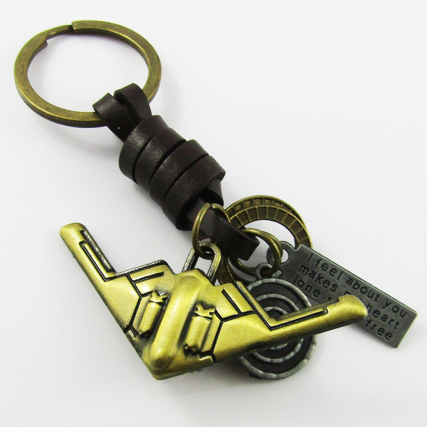Spaceship Keychain Keyring PU Leather 95mm