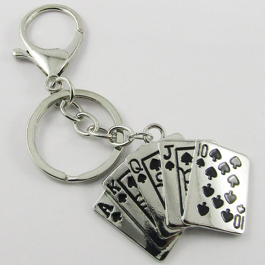 Poker Royal Flush Keychain Keyring 110mm Great Fathers Day Gift Idea!