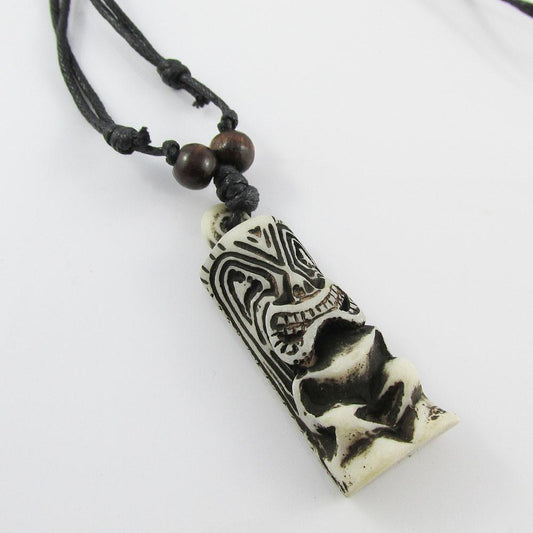 Maori Style Adjustable Cord Resin 3D Totem Pou Whenua Charm Necklace 48-88cm